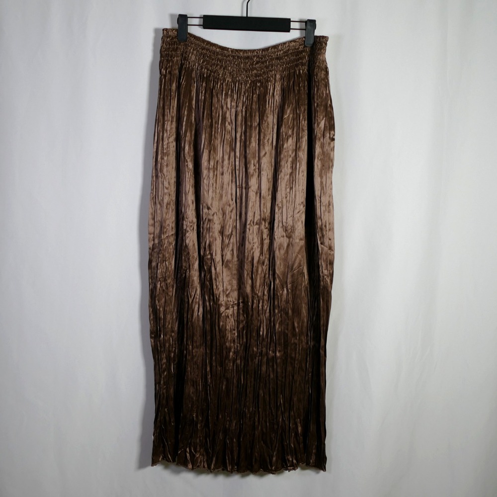 Kenneth Cole Forest Fairy Silk Crinkle Maxi Skirt Size 4 Smocked Broomstick Boho